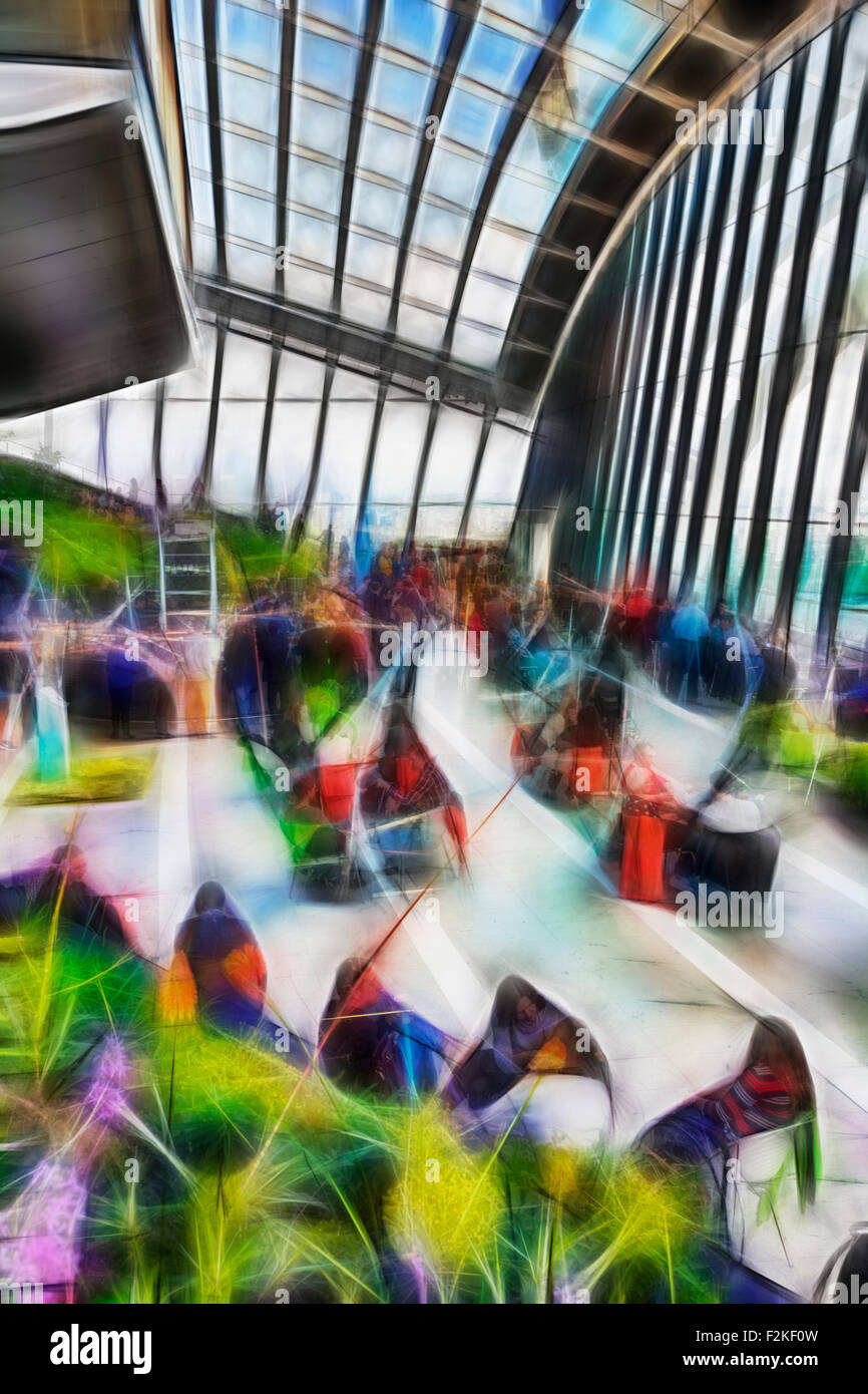 Résumé - le jardin du ciel au sommet du bâtiment Walkie Talkie au 20 Fenchurch Street, Londres avec filtre Fractalius appliqué - fractales fractales Banque D'Images