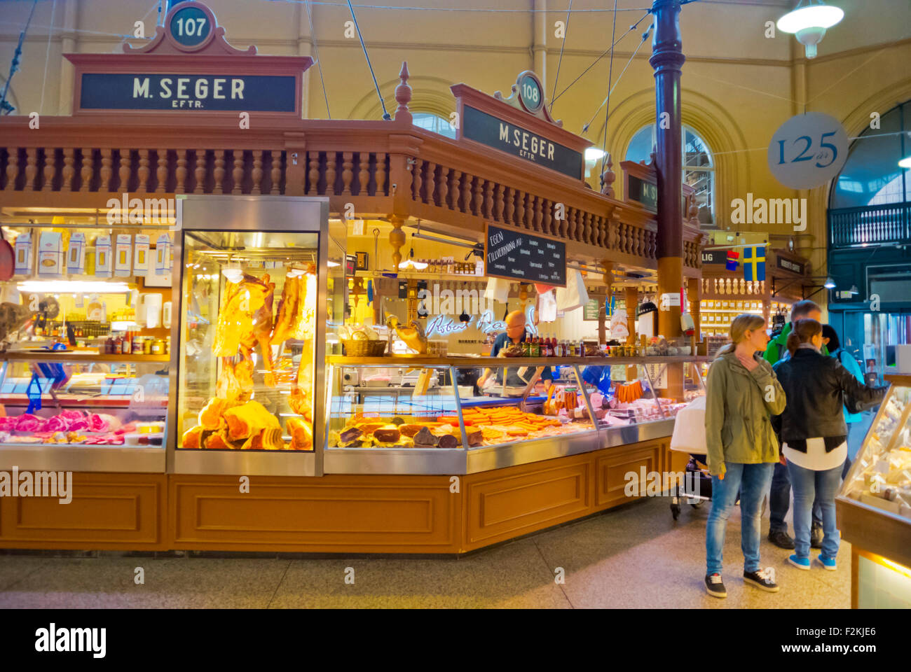 Östermalms Saluhall, halle, Östermalm, Stockholm, Suède Banque D'Images