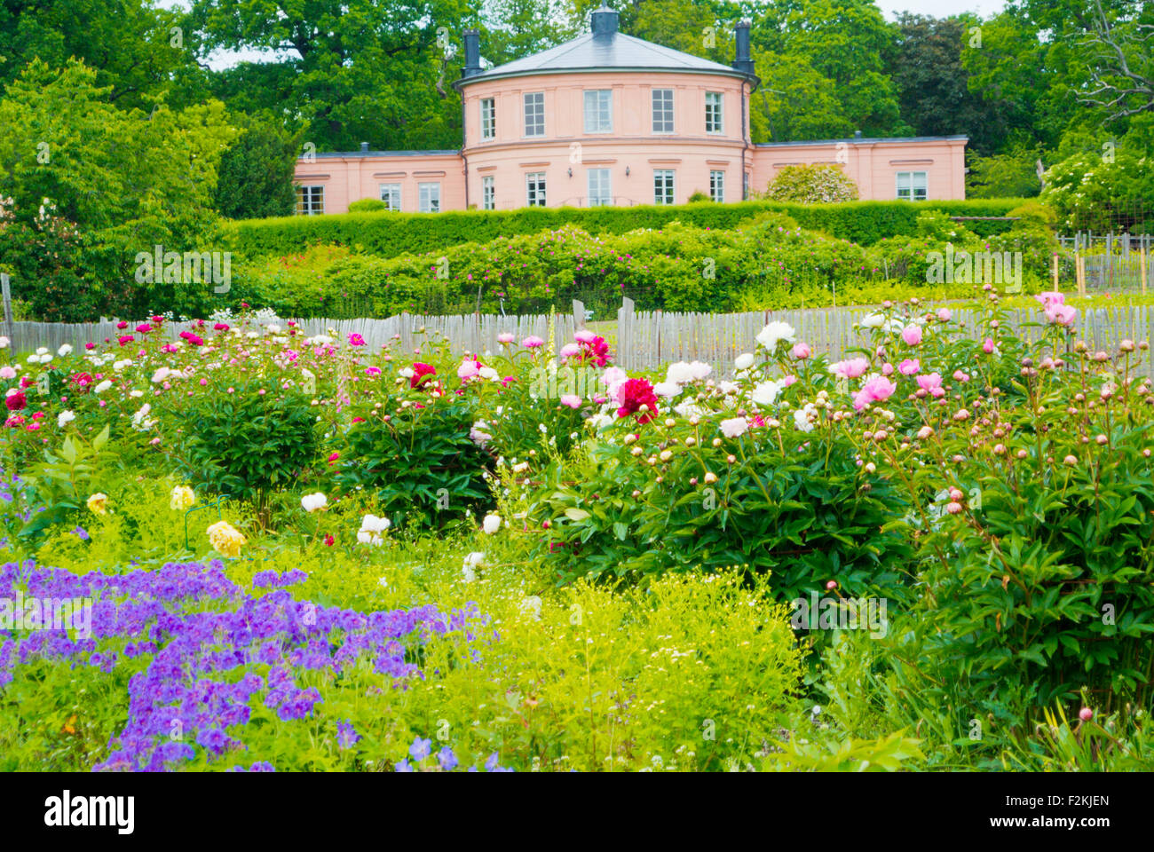 Rosendals Trädgård, jardins Rosendal, avec la maison du jardin, l'île de Djurgården, Stockholm, Suède Banque D'Images