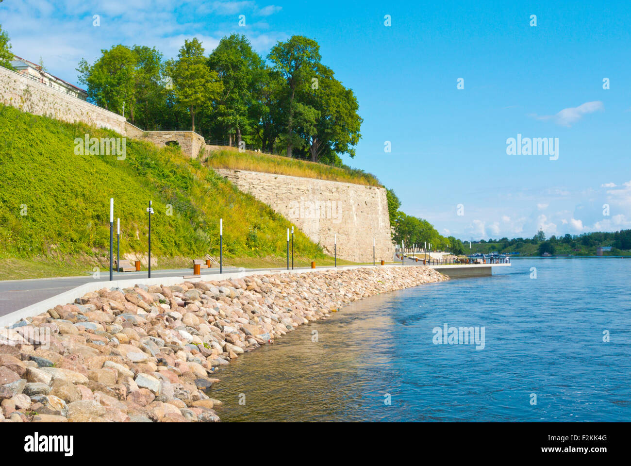 Joepromenaad, promenade Riverside, Narva, comté d'Ida-Viru, est de l'Estonie, Europe Banque D'Images