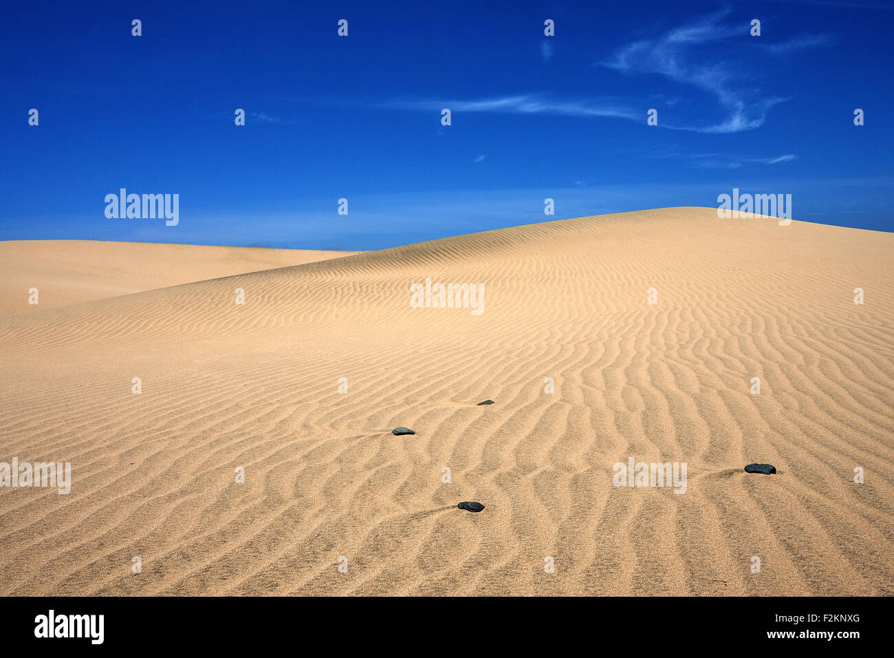 Des dunes, des dunes de sable de Maspalomas, la formation des nuages, les structures et les pierres dans le sable, réserve naturelle, Gran Canaria Banque D'Images