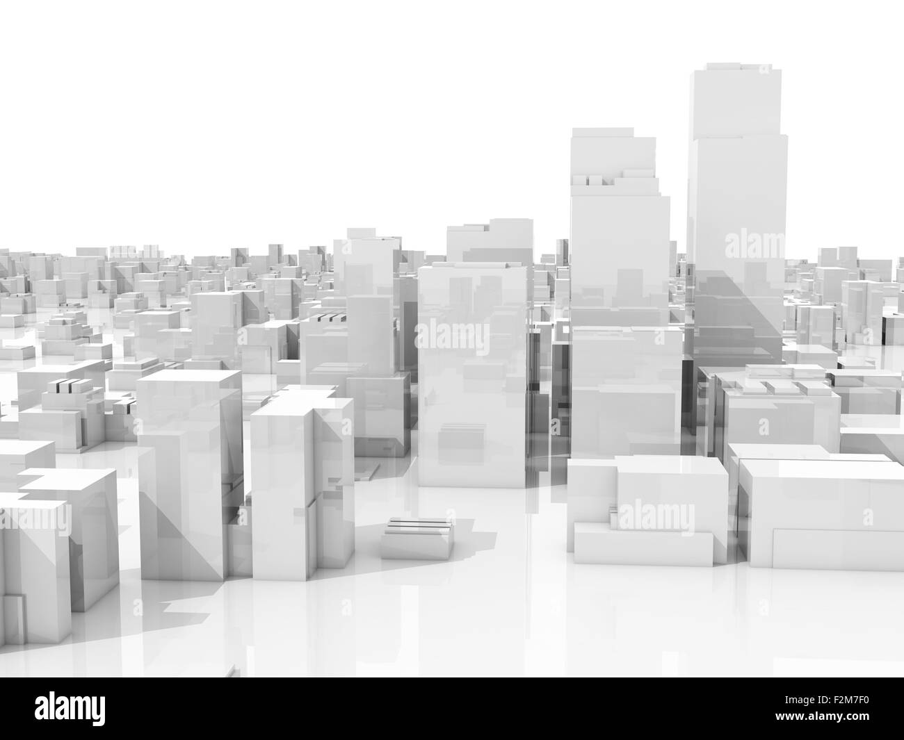 Abstract 3d cityscape skyline blanc avec de grands gratte-ciel isolé sur fond blanc Banque D'Images