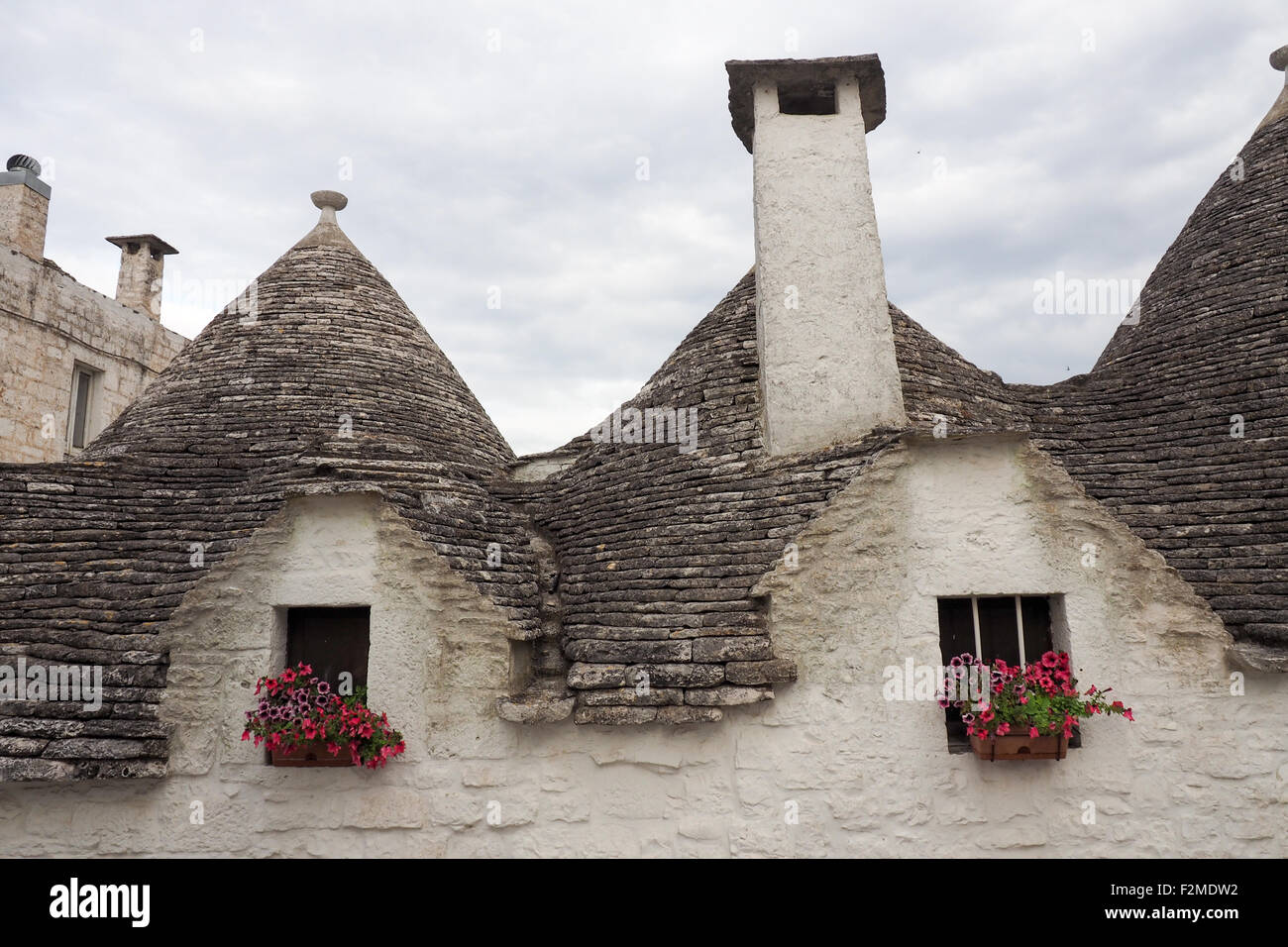 Dans le quartier de Monti Trulli d'Alberobello. Banque D'Images