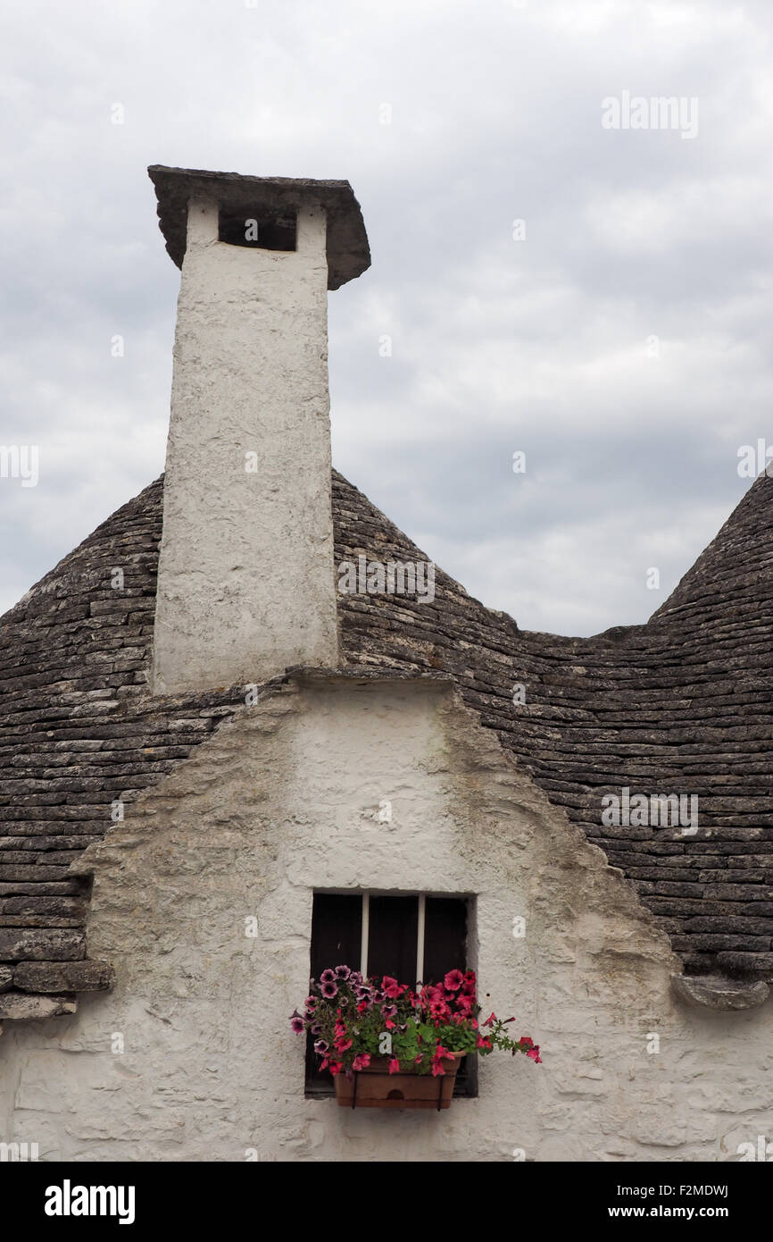 Dans le quartier de Monti Trulli d'Alberobello. Banque D'Images