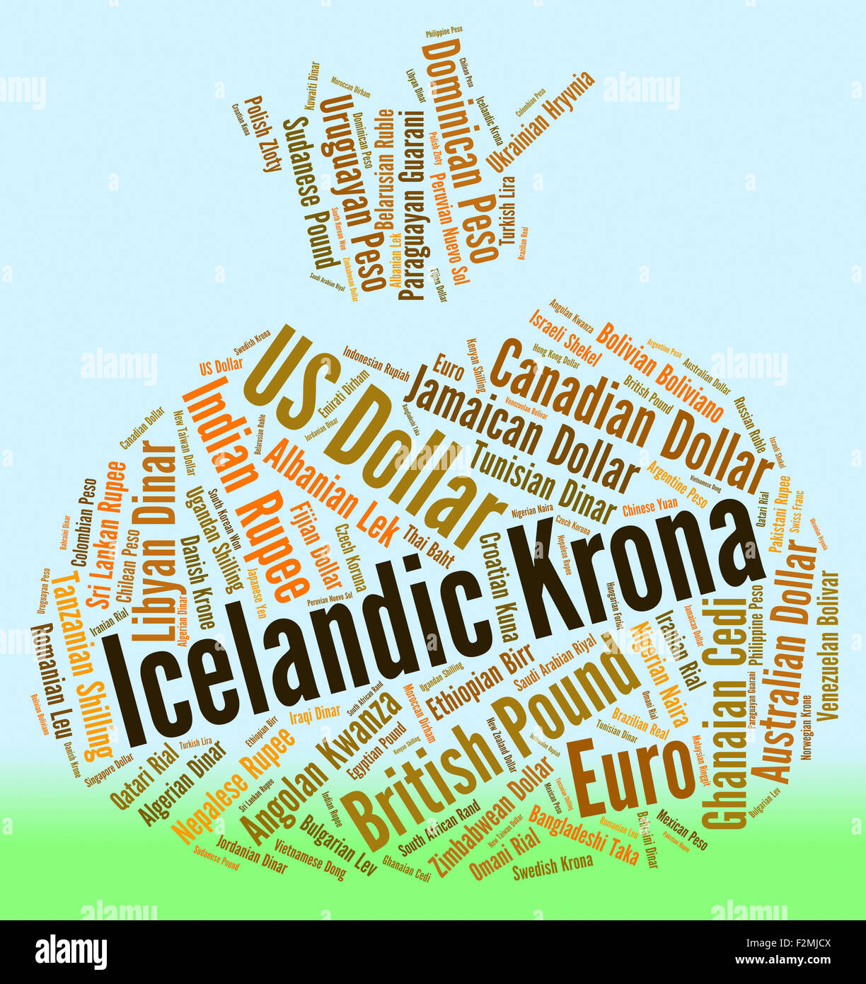 Couronne islandaise représentant le commerce de Forex et Wordcloud Banque D'Images