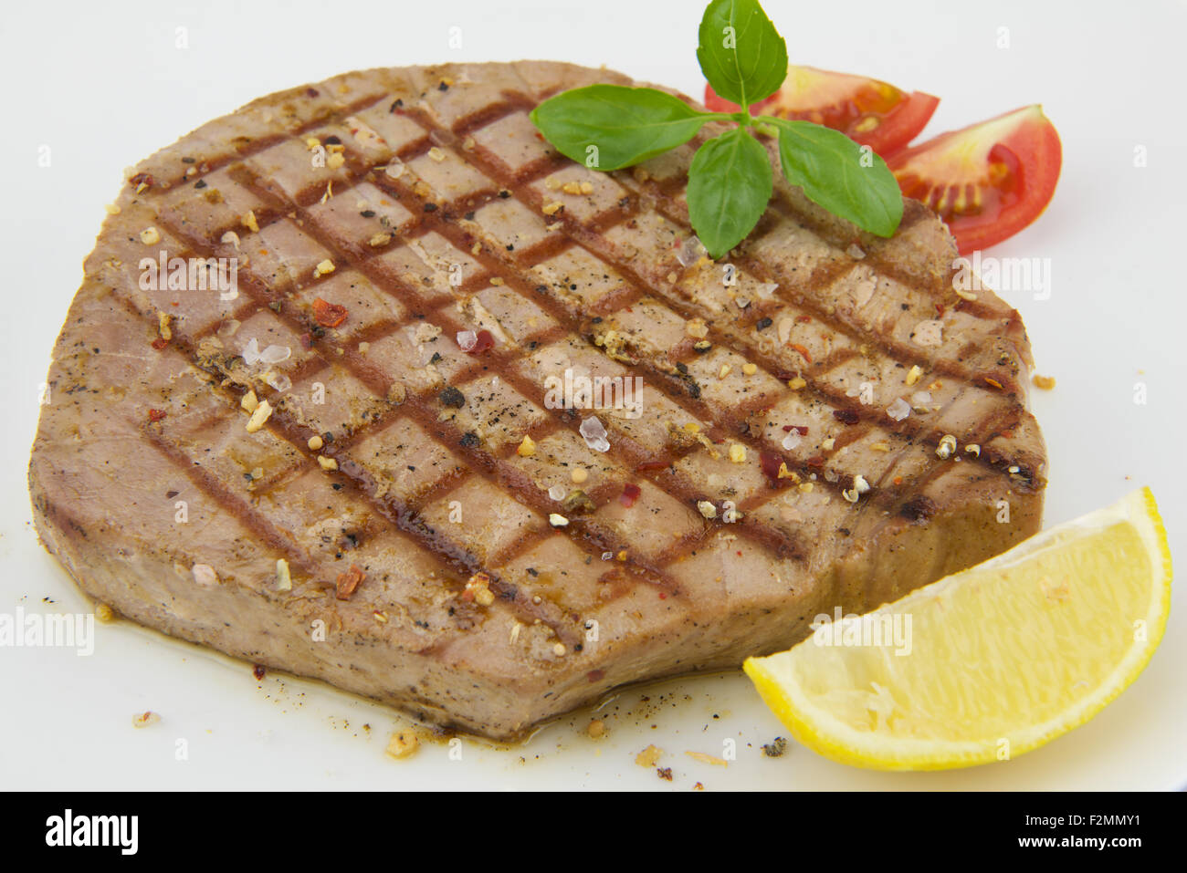 Steak de thon au citron Banque D'Images