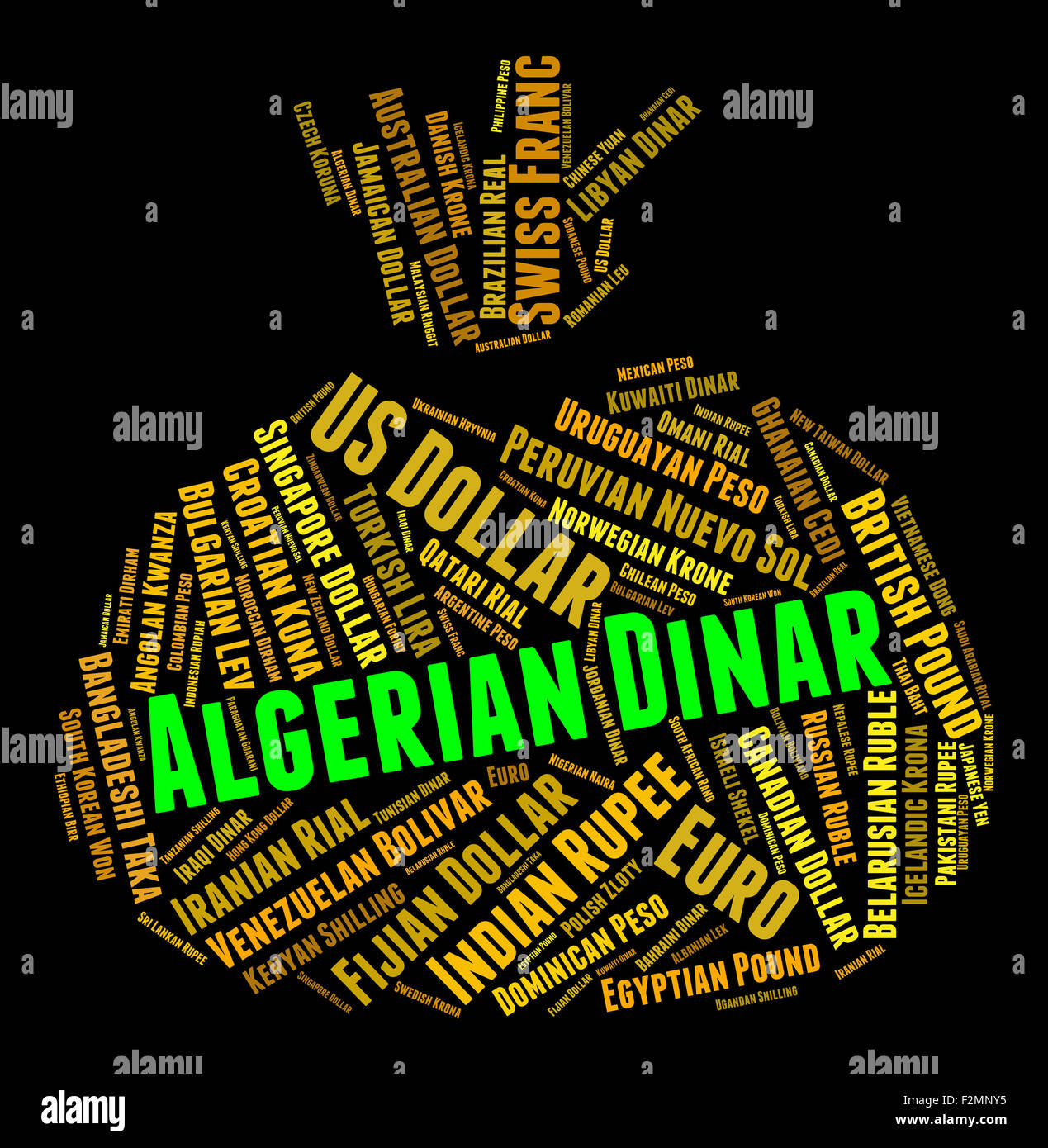 Dinar algérien sens service de change et de Dinars Banque D'Images