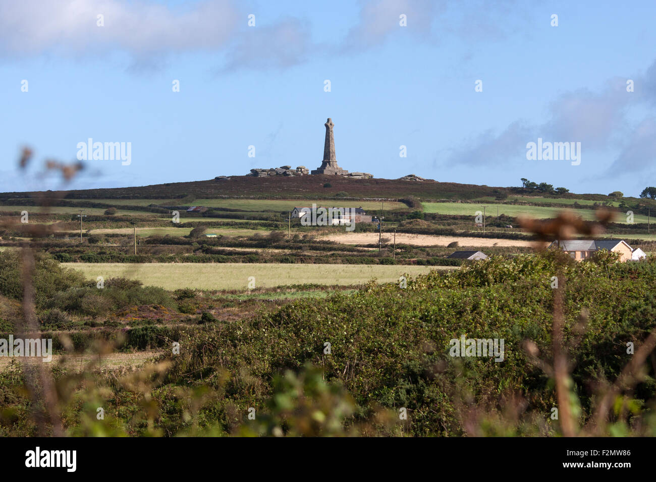 Au sommet du monument de Basset Carn Brea Banque D'Images