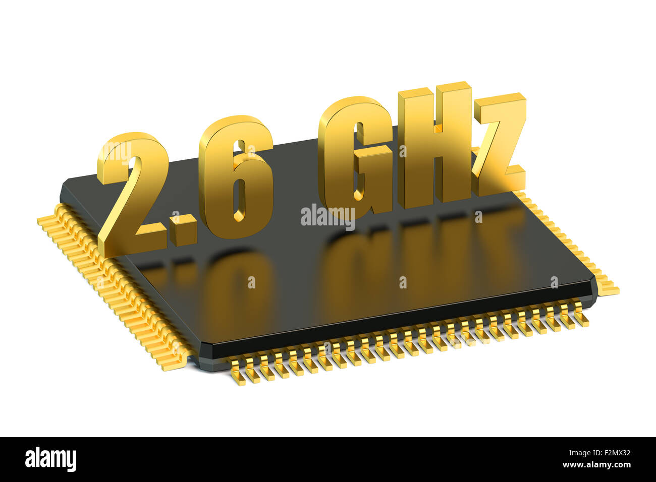 Puce processeur pour smatphone et tablette 2,6 GHz fréquence isolé sur fond blanc Banque D'Images