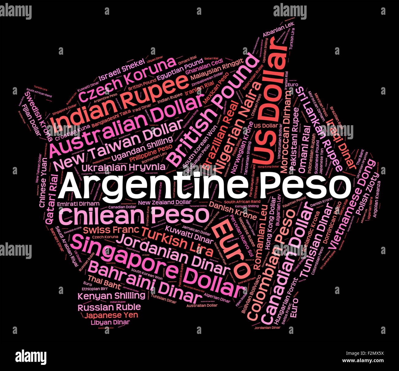 Peso argentin et l'Argentine change de sens Banque D'Images