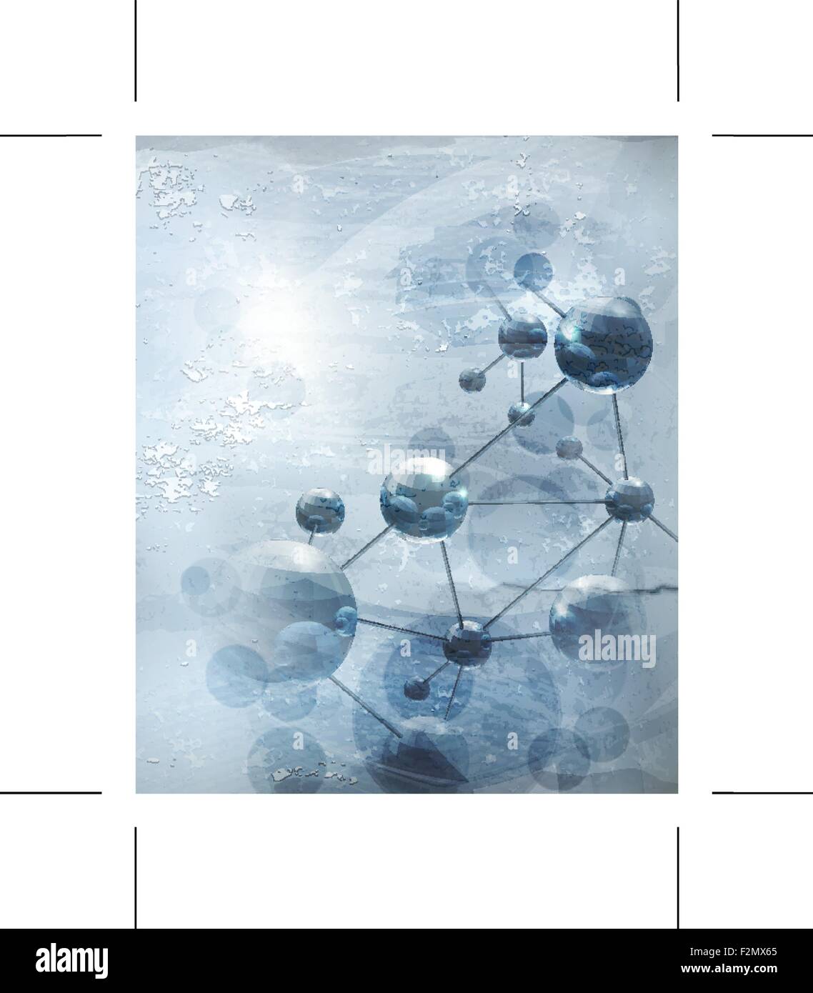 Avec des molécules d'arrière-plan bleu, vieux-style vector Illustration de Vecteur