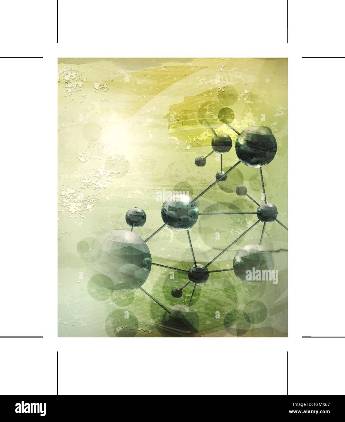 Avec des molécules d'arrière-plan vert, vieux-style vector Illustration de Vecteur