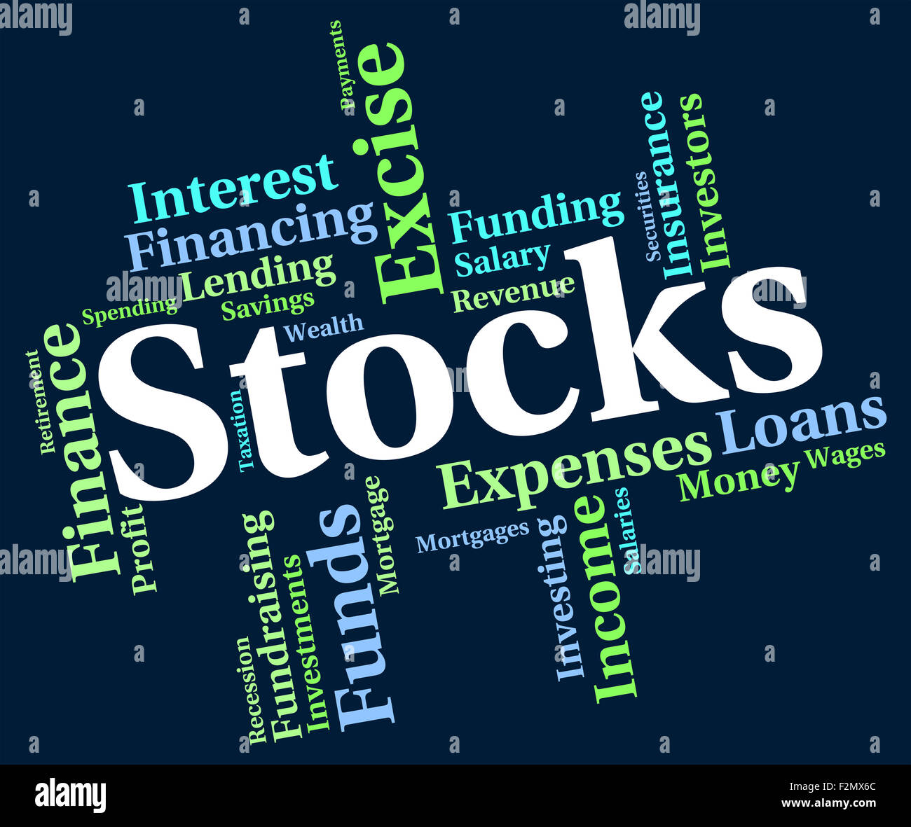 Mot Stocks montrant le retour sur investissement et à acheter Banque D'Images