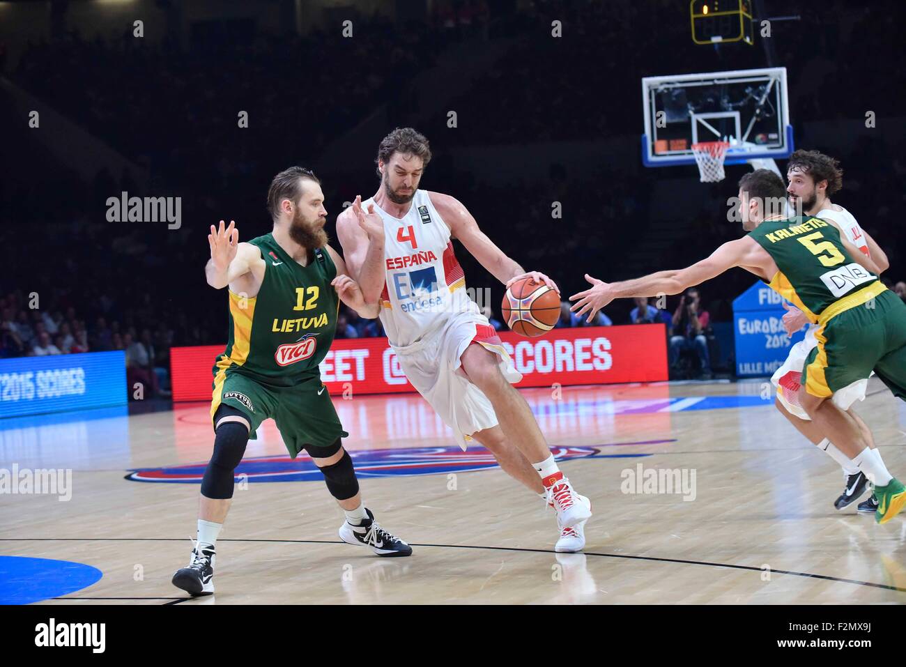 20.09.2015. Stade Pierre Mauroy, Villeneuve d'Ascq, Lille, France, Euro 2015 finale internationale de basket-ball. L'Espagne contre la Lituanie. Pau Gasol (Espagne) Banque D'Images