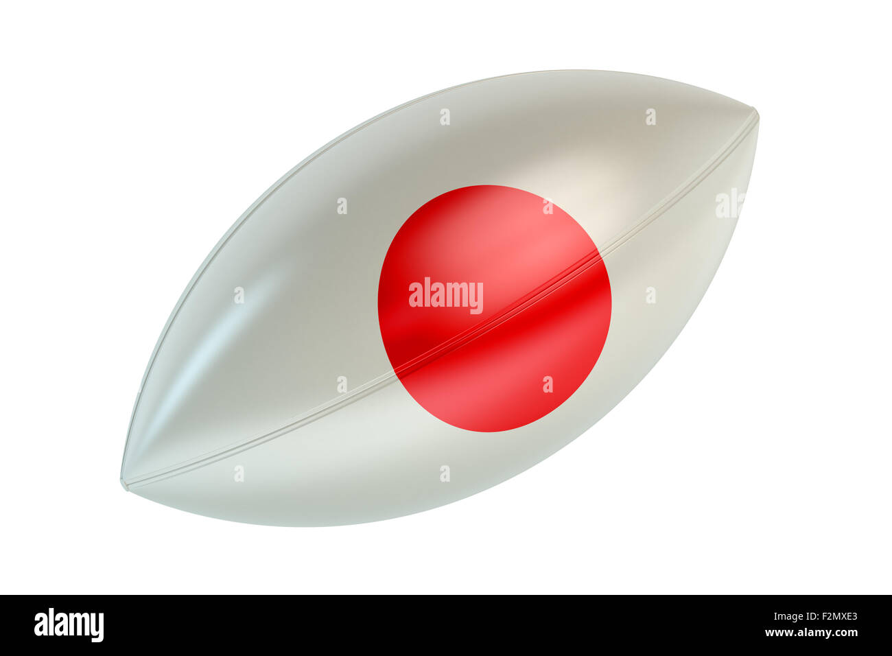 Ballon de rugby avec le drapeau du Japon isolé sur fond blanc Banque D'Images