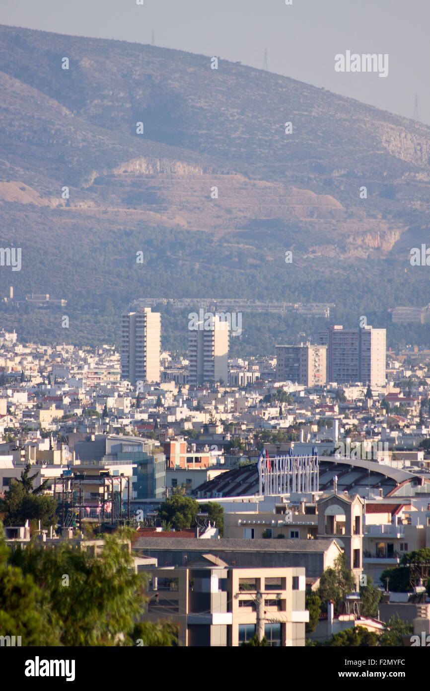 Le mont Hymette, Athènes, Grèce, connu localement sous le nom de 'crazy mountain' (Trellós Trellóvouno /) Banque D'Images