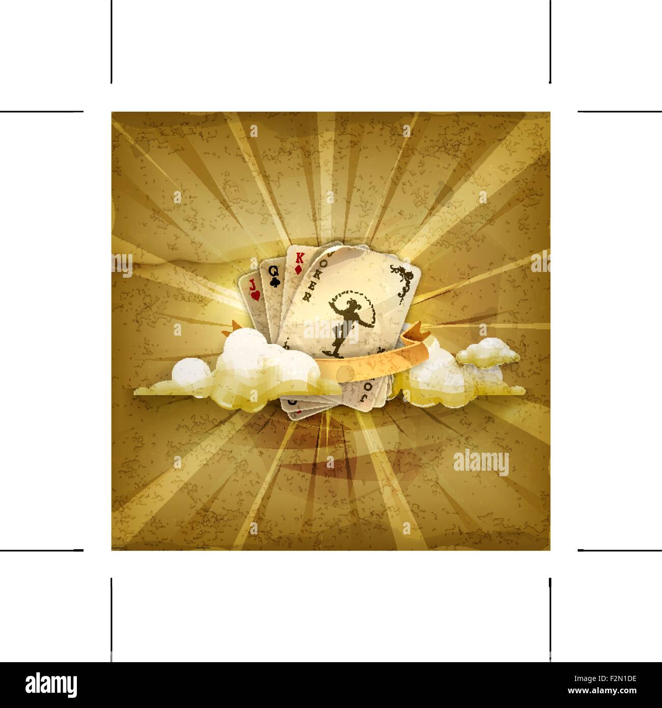 Cartes à jouer avec un joker, old style vector background Illustration de Vecteur