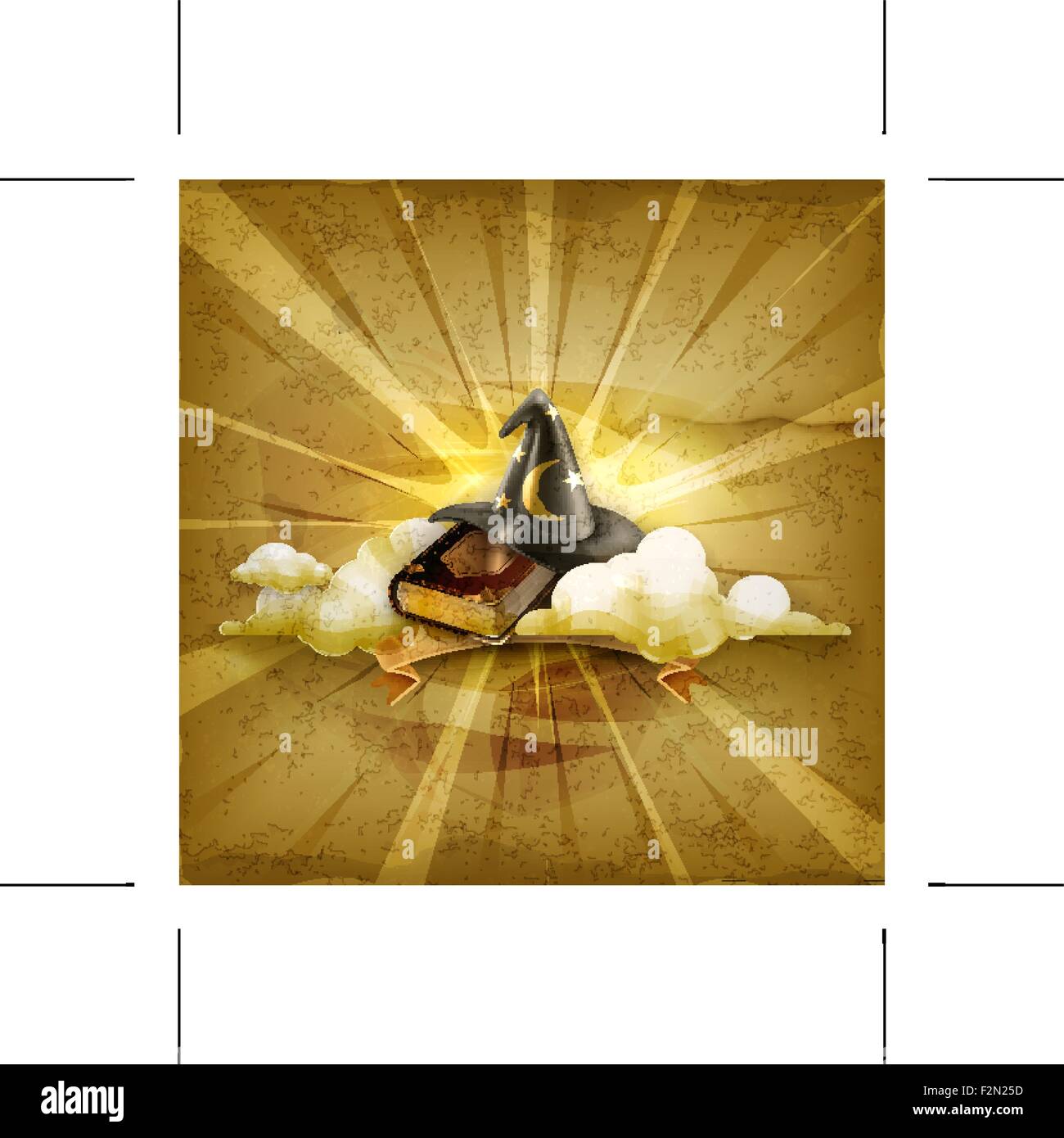 Chapeau de l'assistant et de vieux livre, old style vector background Illustration de Vecteur