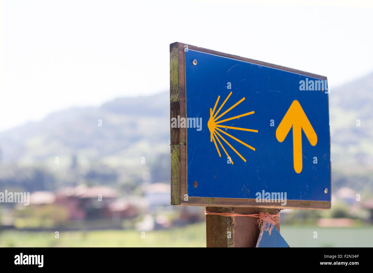 Panneau indiquant la route de Santiago Banque D'Images