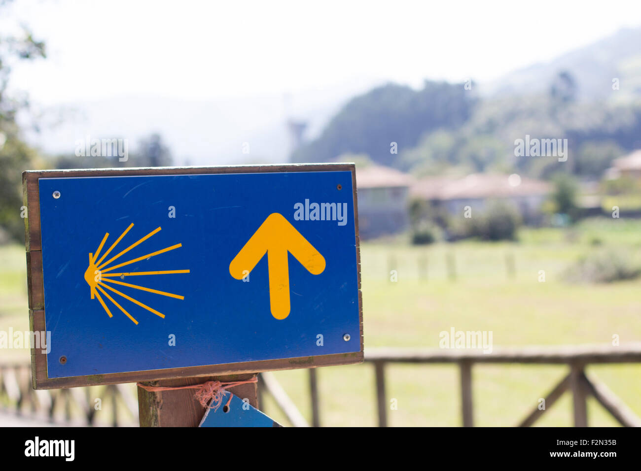 Panneau indiquant la route de Santiago Banque D'Images