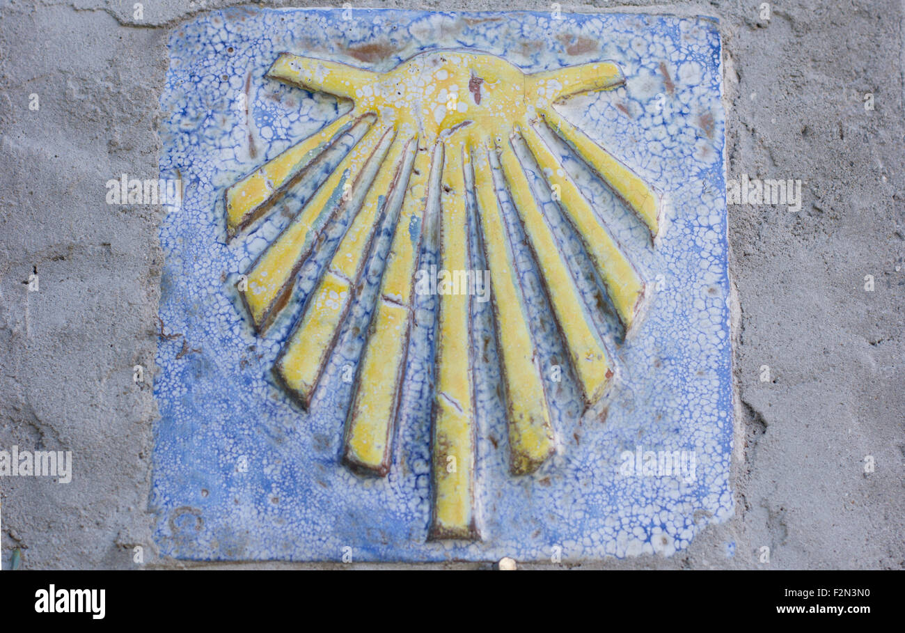 Panneau indiquant la route de Santiago Banque D'Images