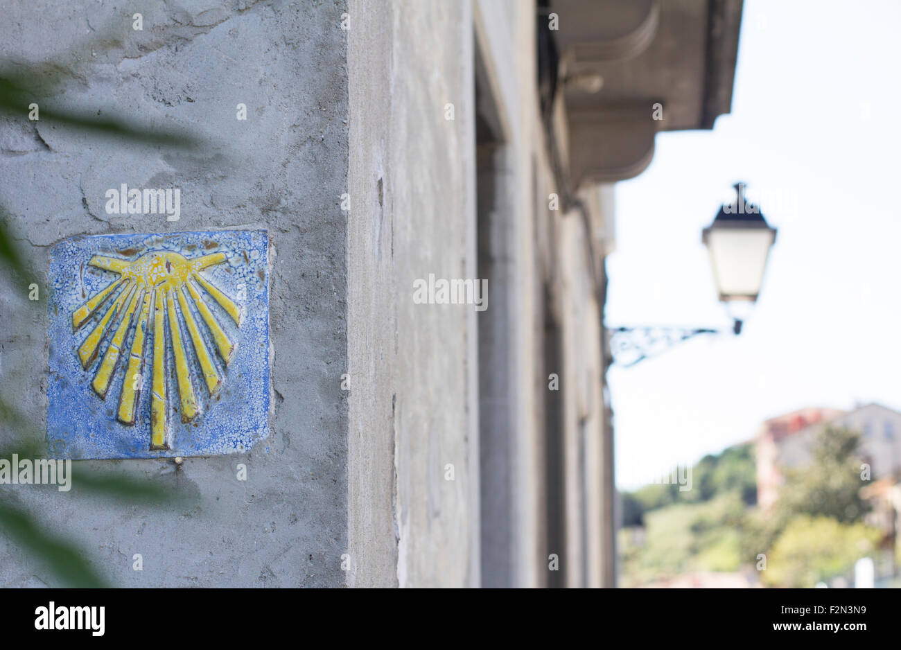 Panneau indiquant la route de Santiago Banque D'Images