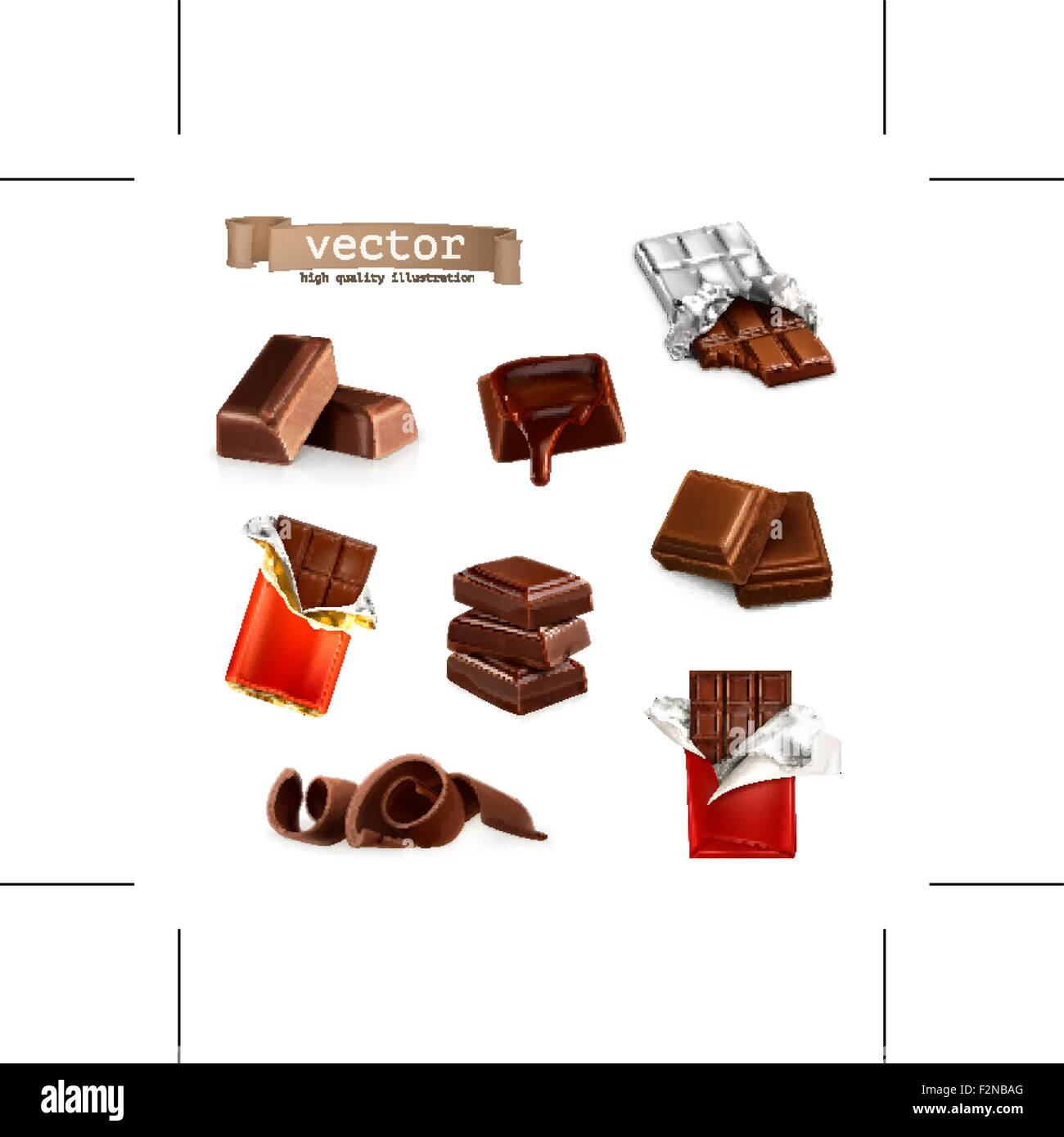 Les barres de chocolat et pièces, vector set Illustration de Vecteur