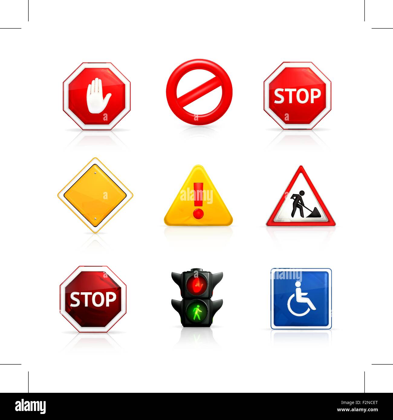 Ensemble de la signalisation routière Illustration de Vecteur
