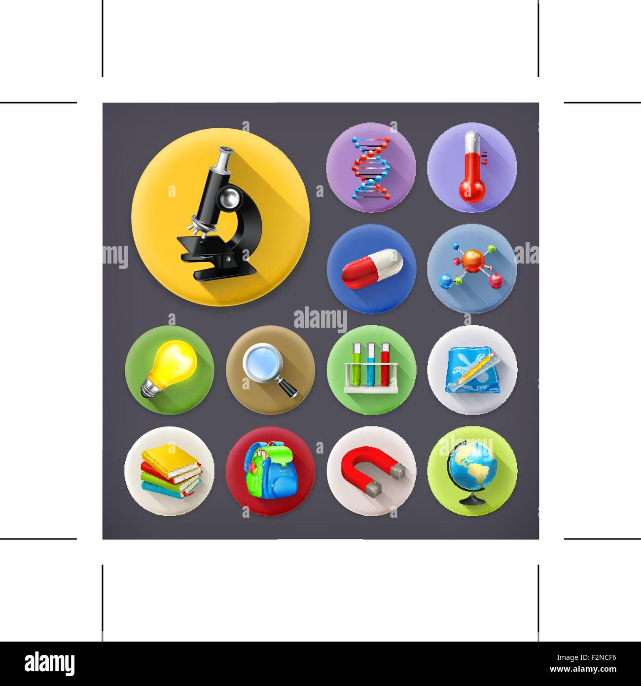 La science et l'éducation, l'ombre portée de l'icon set Illustration de Vecteur