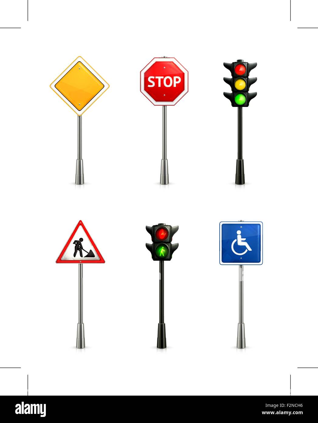 Ensemble de la signalisation routière Illustration de Vecteur