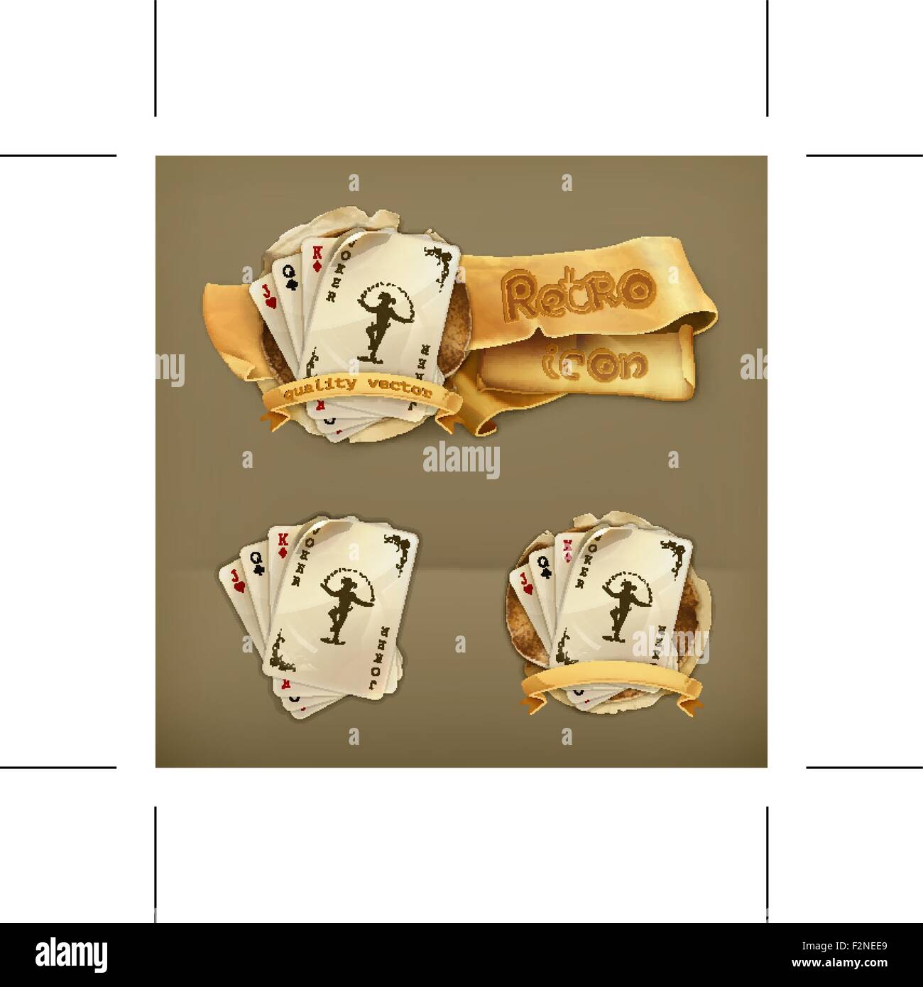 Cartes à jouer avec un joker, icône Illustration de Vecteur