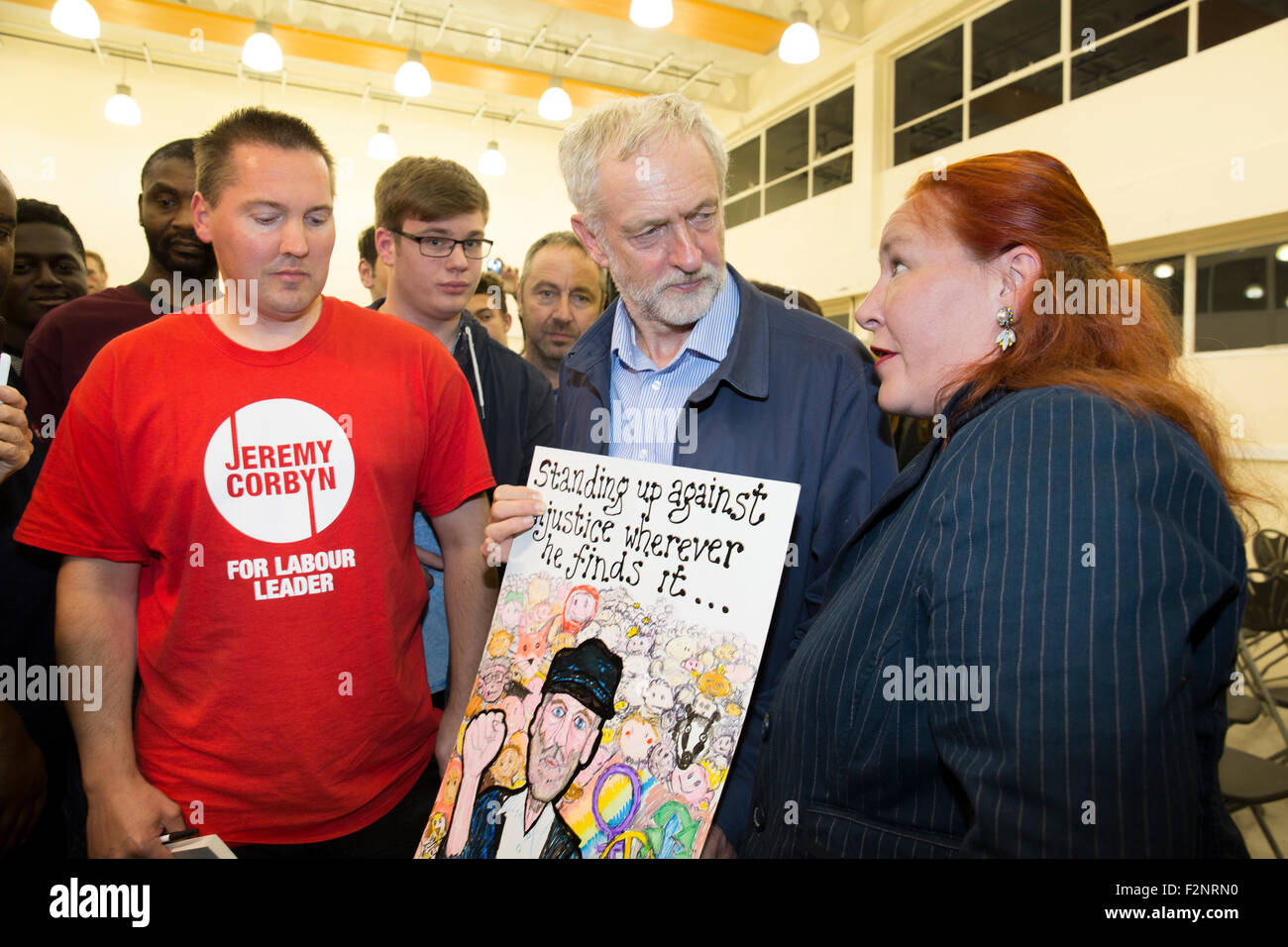 Jeremy Corbyn donnant sa 99e discours lors de sa campagne électorale pour devenir chef du parti du travail Banque D'Images