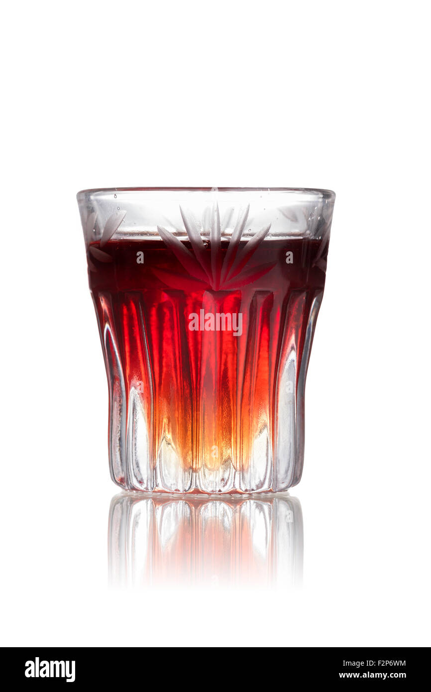 Cookie Cranberry cocktail sans alcool en verre (shooter) Banque D'Images