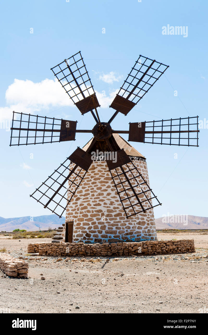 Moulin à vent, près de Tefia, Fuerteventura, Îles Canaries, Espagne Banque D'Images