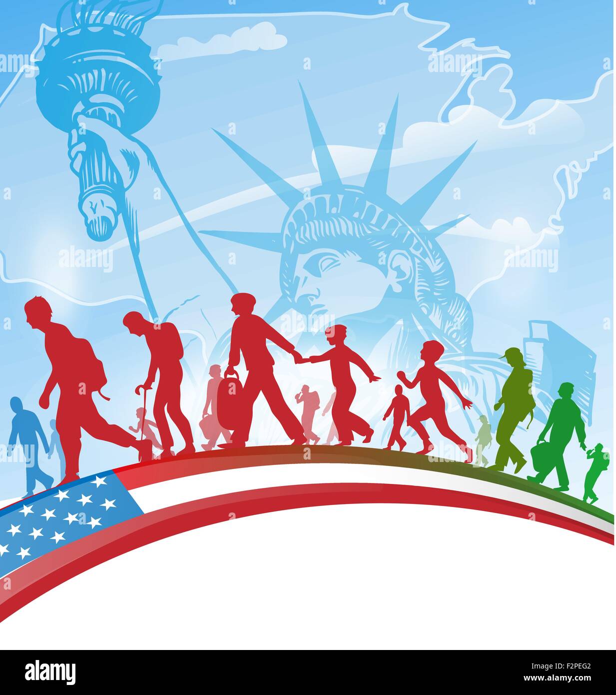 Peuple américain de l'immigration le contexte Illustration de Vecteur