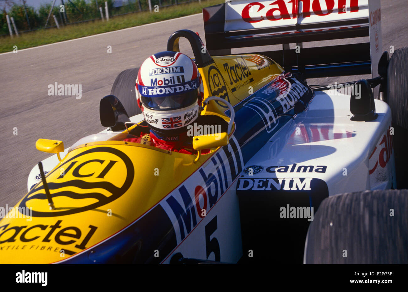 Nigel Mansell dans son Williams Honda 1987 Banque D'Images