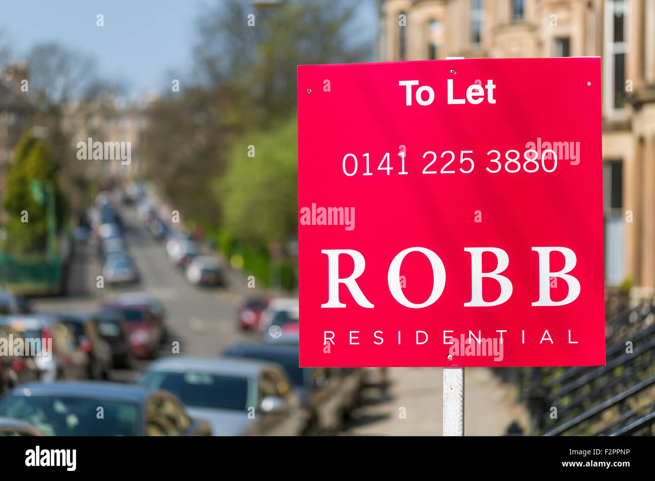 Panneau a Residential to Let, Glasgow West End, Écosse, Royaume-Uni Banque D'Images