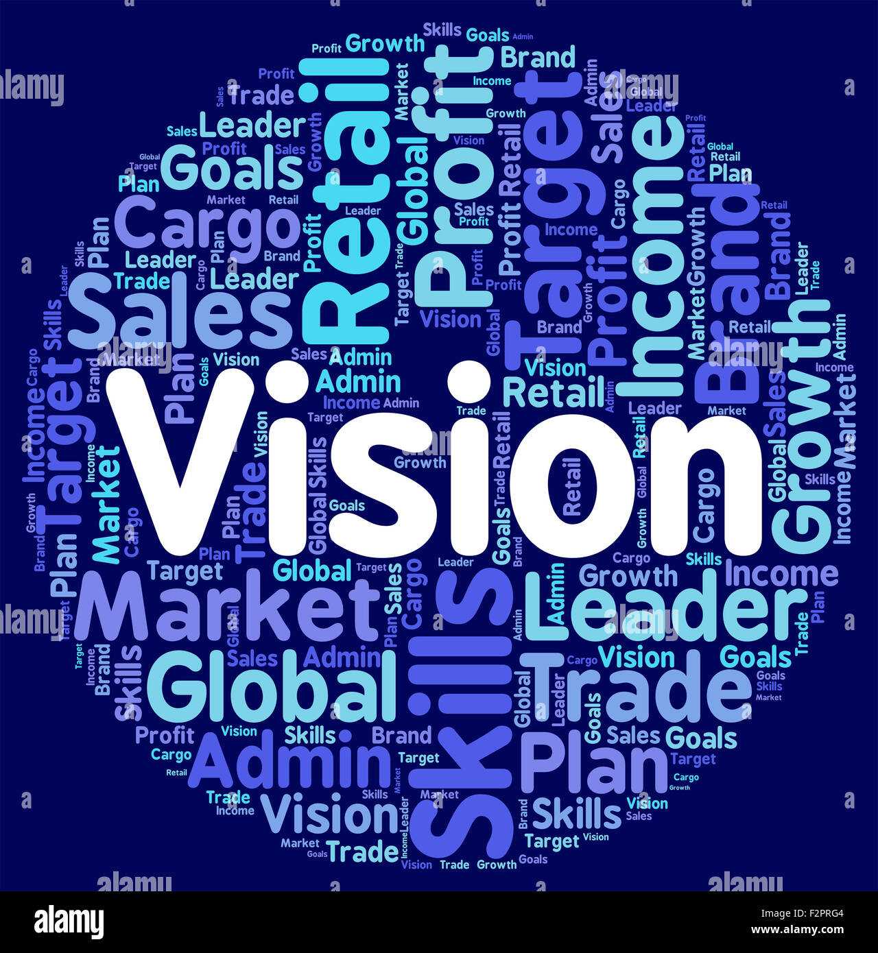 Word Vision Objectifs et plans montrant Wordcloud Banque D'Images