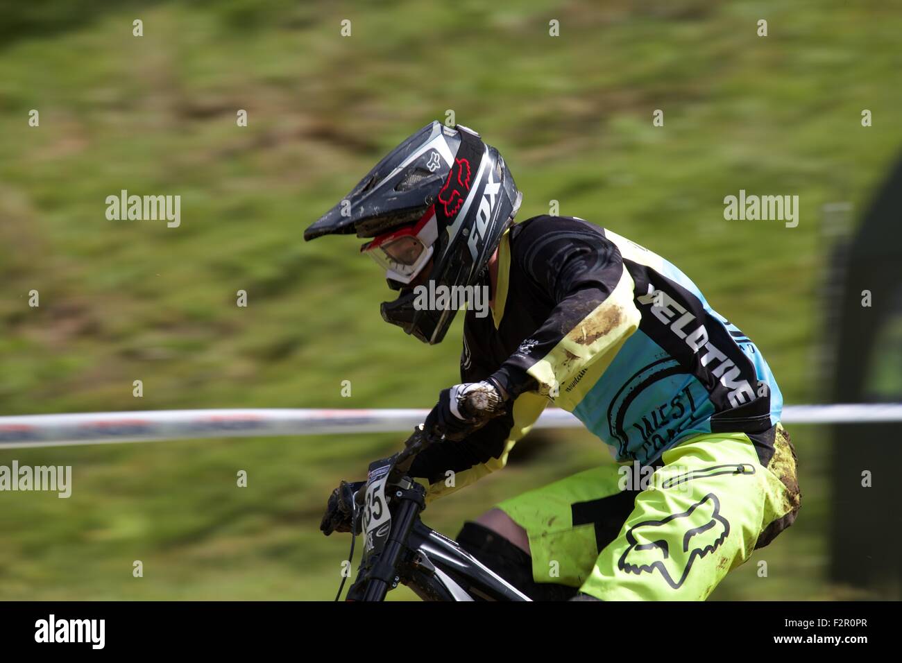 La série de descente VTT Extreme Sports Bala Galles Athlètes Dimanche 2015 Banque D'Images