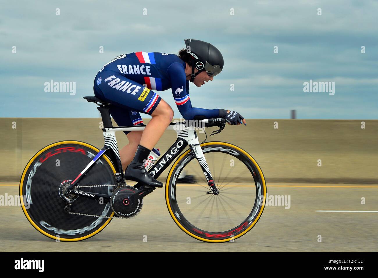 Richmond, Virginia, USA. 22 Sep, 2015. Randonnée à vélo, du Championnat du monde élite femmes montre Audrey Cordon de France Credit : Action Plus Sport/Alamy Live News Banque D'Images