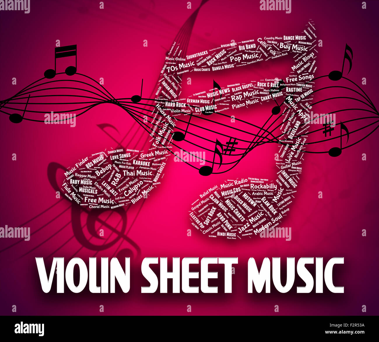 Partitions violon son sens et Soundtrack Banque D'Images