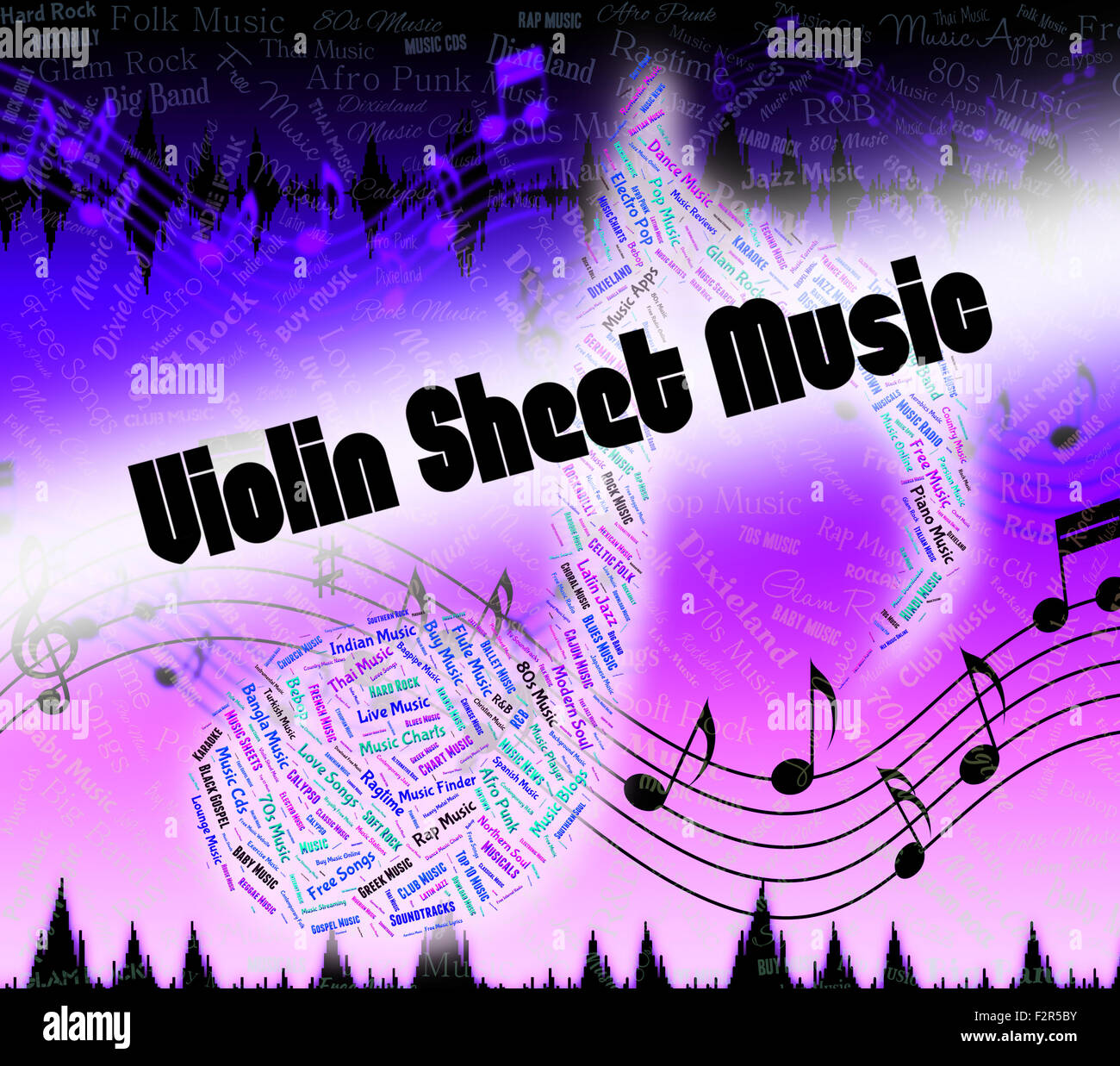 Violon Partitions représentant Sound Track et l'Harmonie Banque D'Images