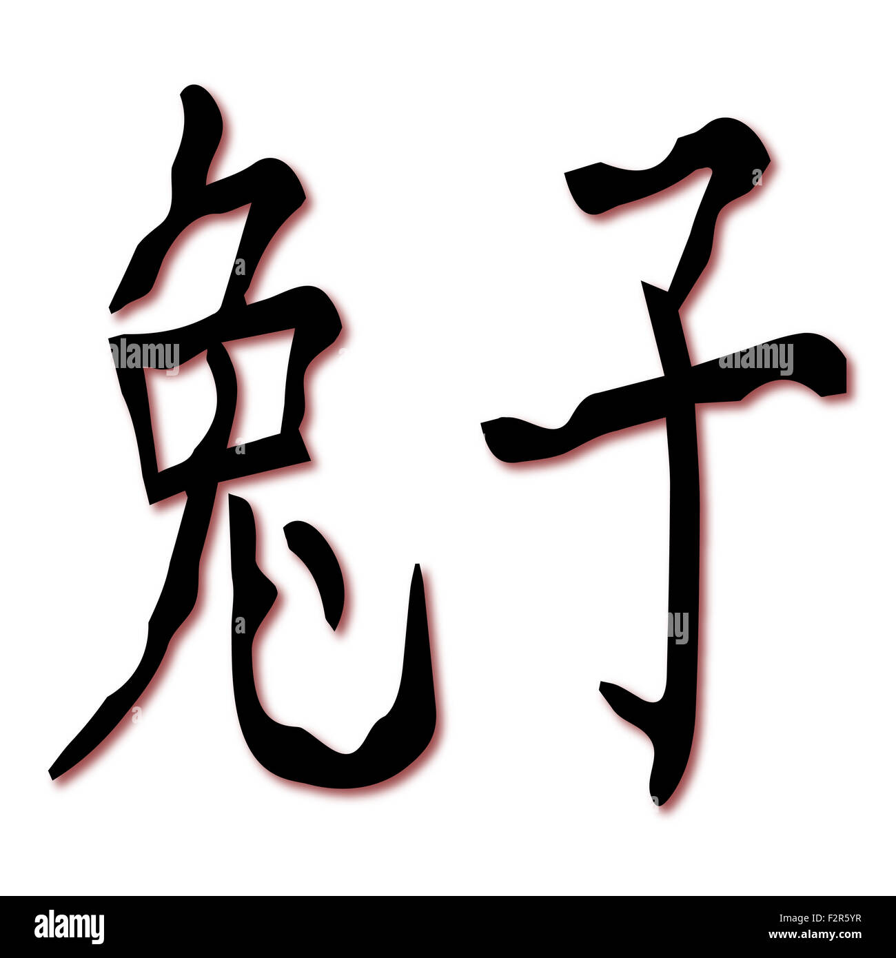 L'écriture chinoise pour le mot lapin sur un fond blanc Banque D'Images