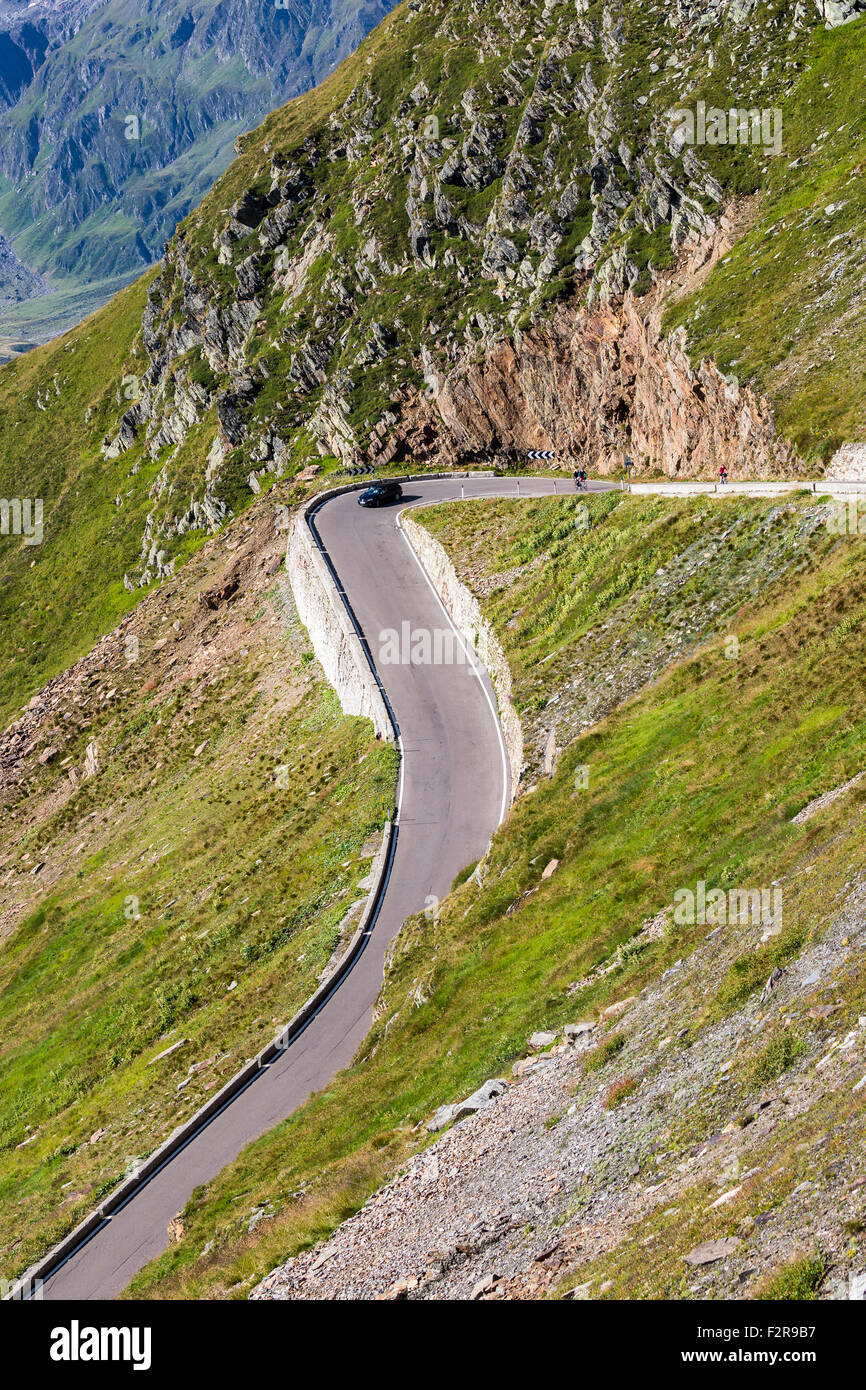 Route du col de la montagne, un col Timmelsjoch (Passo del Rombo), Passeiertal, Province du Tyrol du Sud, Italie Banque D'Images