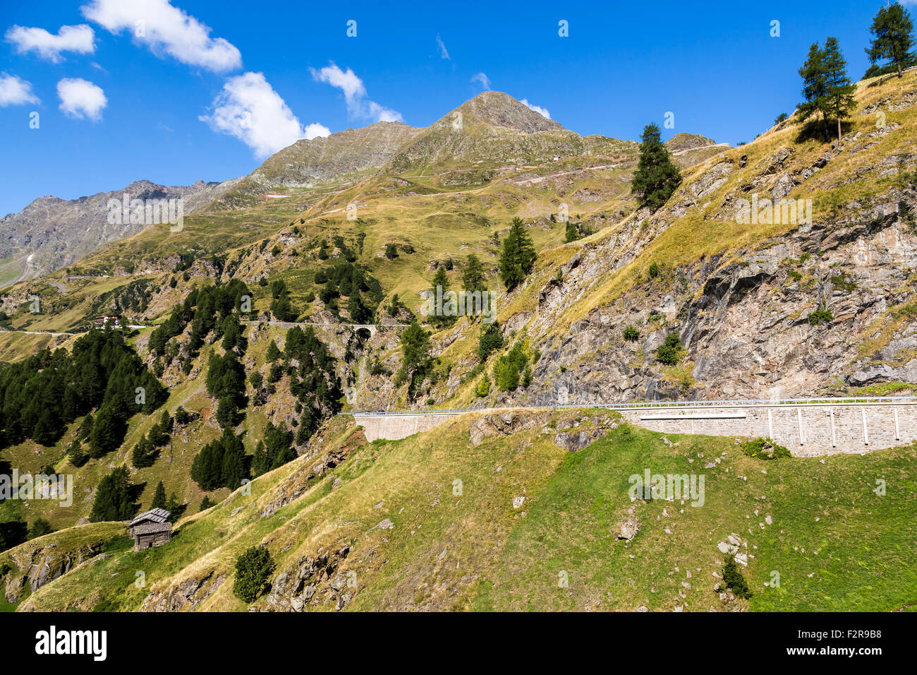 Route du col de la montagne, un col Timmelsjoch (Passo del Rombo), Passeiertal, Province du Tyrol du Sud, Italie Banque D'Images
