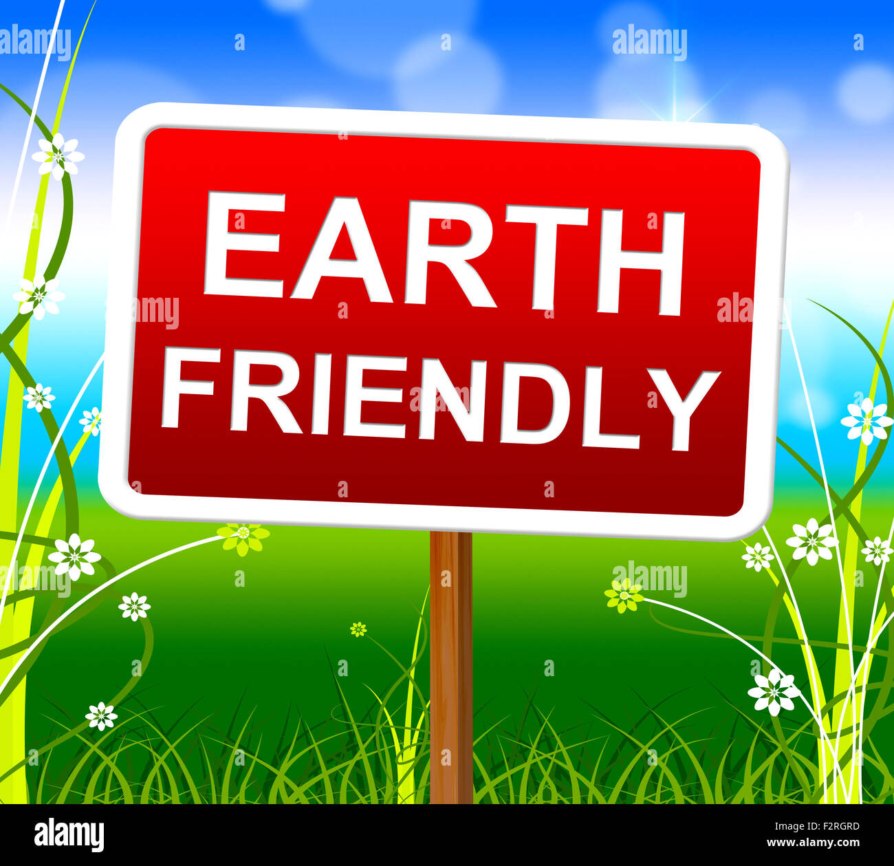 Earth Friendly indiquant l'écosystème naturel et écologique Banque D'Images