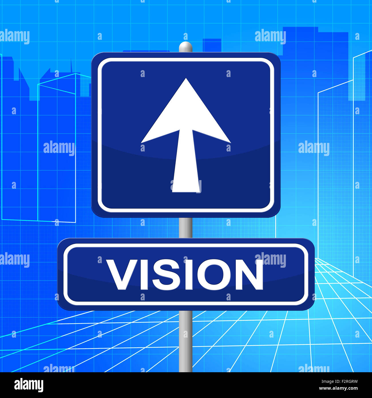 Panneau indiquant la vision future et la planification d'affichage Banque D'Images
