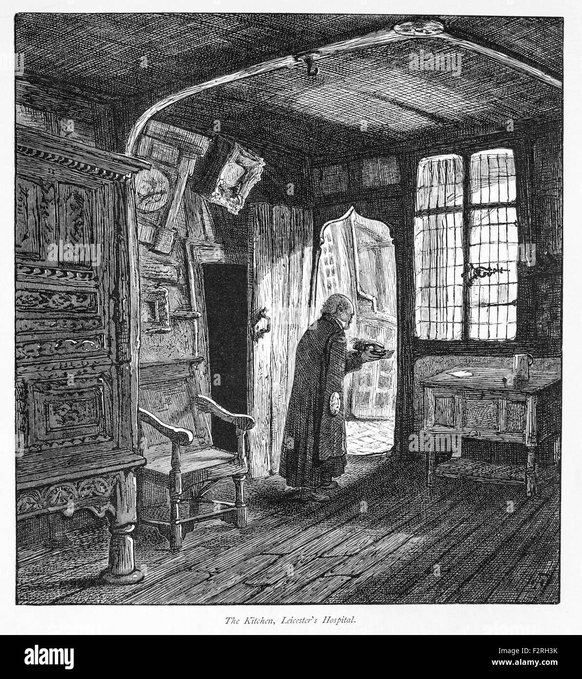 La cuisine, de l'hôpital de Leicester. Illustration de 'les îles britanniques - Cassell Petter Galpin et pittoresque partie 6 l'Europe. L'Europe était un pittoresque illustré Ensemble de magazines publiés par Cassell, Petter, Galpin & Co. de Londres, Paris et New York en 1877. Les publications touristiques représenté en Europe hante, avec des descriptions de texte et de l'acier et de gravures sur bois par d'éminents artistes de l'époque, tels que Harry Fenn, William H J Boot, Thomas C. L. Rowbotham, Henry T. Green , Myles B. Foster, John Mogford , David H. McKewan, William L. Leitch, Edmund M. Wimperis et Joseph B. Smith. Banque D'Images