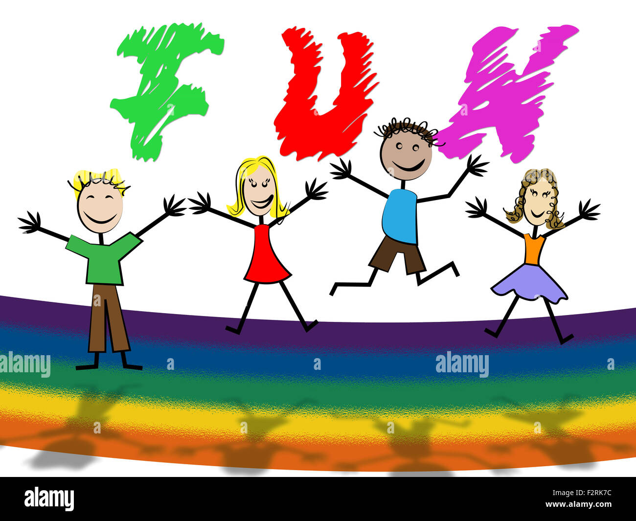 Fun Kids qui représentent des enfants ravis et jeune Banque D'Images