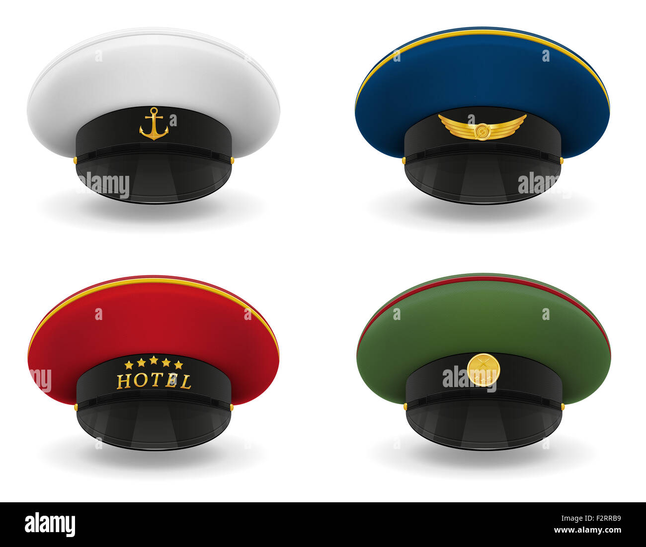 Icônes set uniformité professionnelle caps illustration isolé sur fond ...
